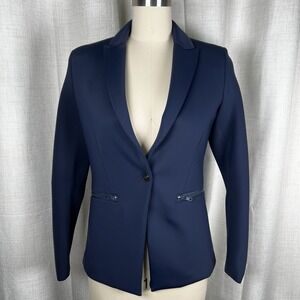 NEW! J.McLaughlin Scuba Knit Navy Blue Blazer Women's 6 Career On Button